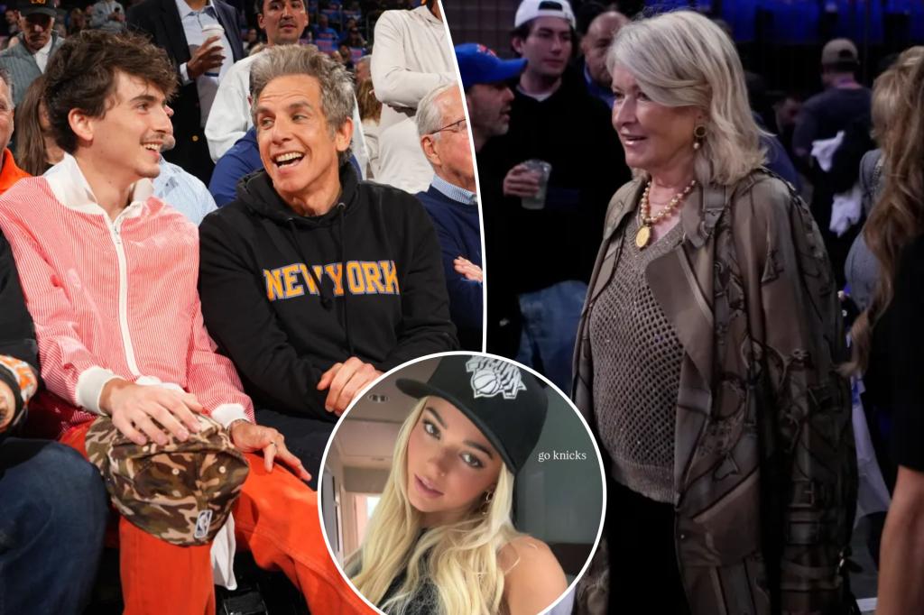 Livvy Dunne, Timothee Chalamet headline celebs at Knicks-Pacers Game 1