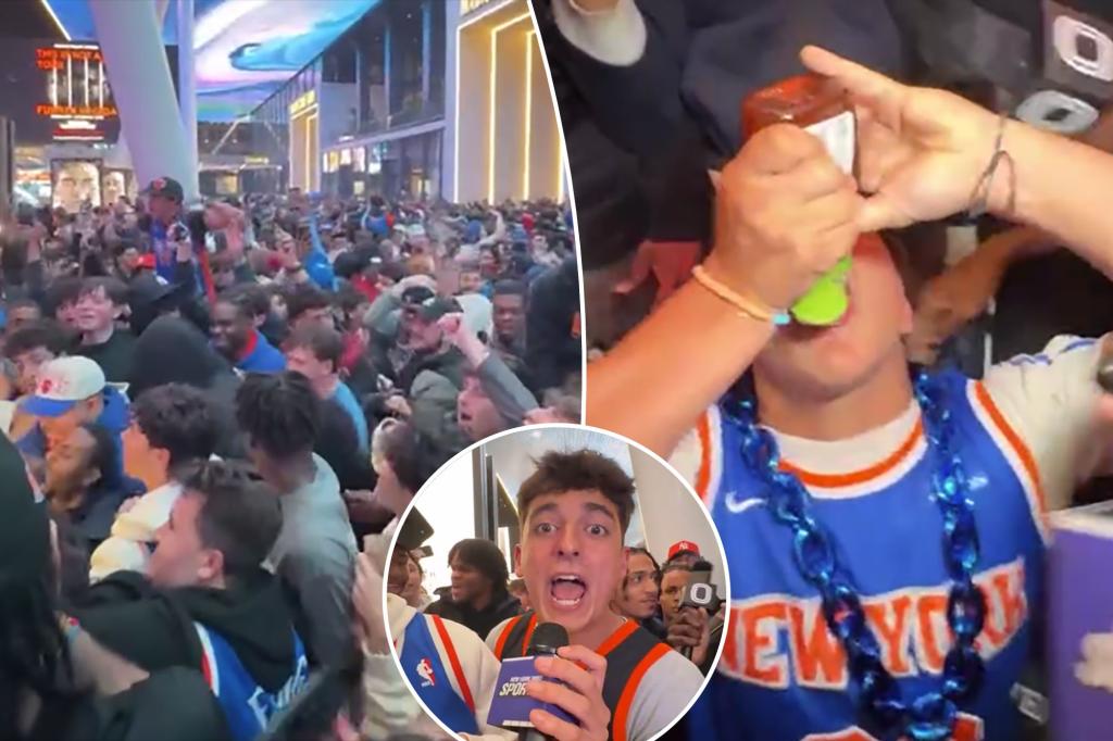 Knicks fans console themselves after Game 5 loss in wild MSG scene