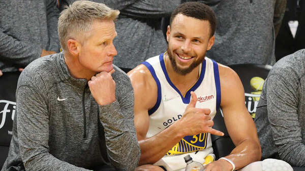 Steve Kerr and Stephen Curry. Image via: Getty Images Steve Kerr Stephen Curry.