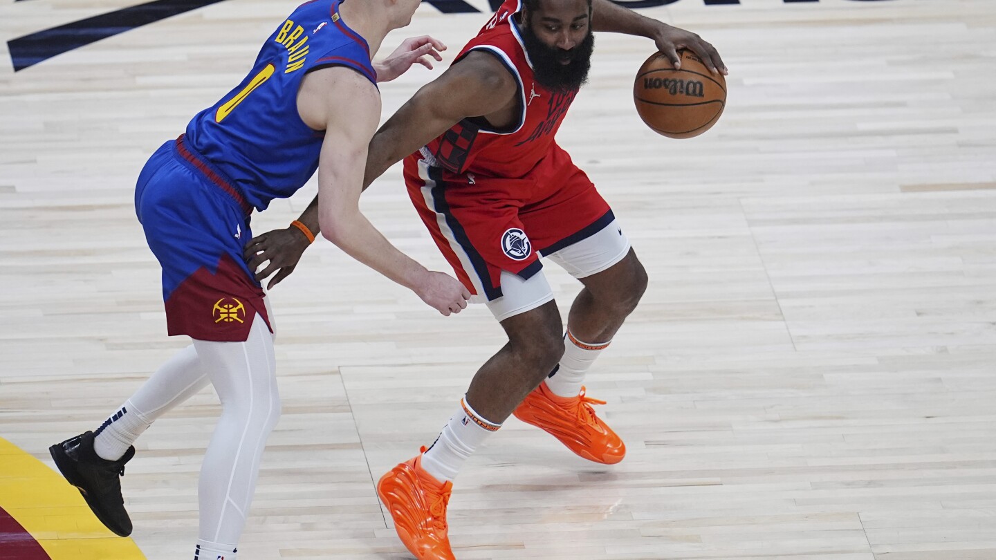 James Harden succumbs to defensive pressure of Christian Braun in Clippers' Game 7 crash in Denver