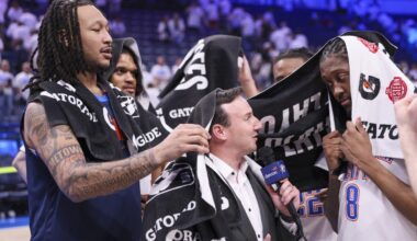 He can handle anything the Oklahoma City Thunder throw at him. He's sideline reporter Nick Gallo