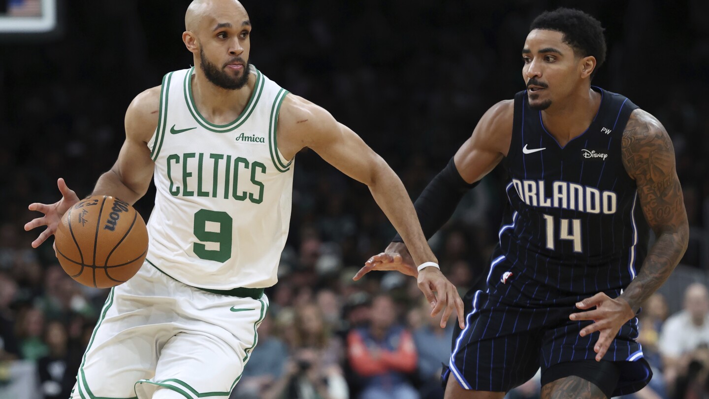 Derrick White scores 30, Tatum stays in game after fall and Celtics beat Magic 103-86 in Game 1