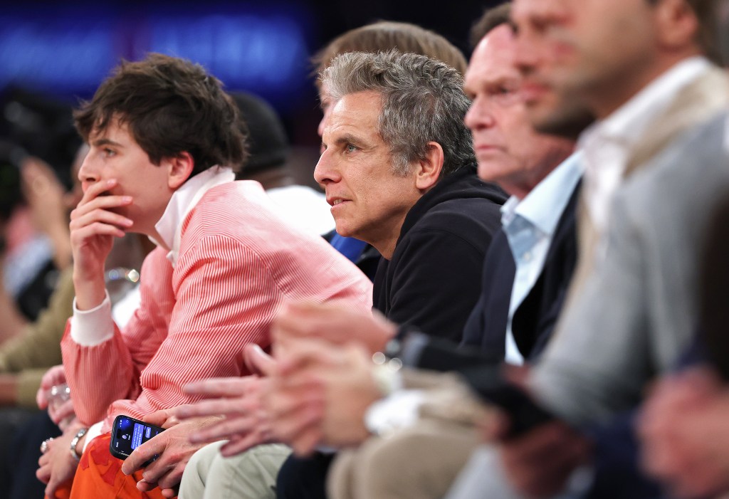 Ben Stiller attends Game One of the Eastern Conference Finals between the New York Knicks and the Indiana Pacers.