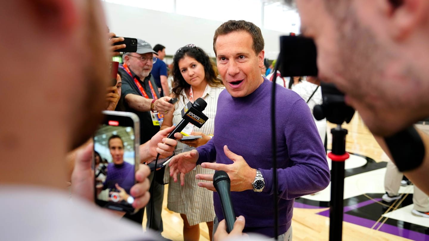 Suns and Mercury owner Mat Ishbia speaks to the press during the grand opening of the Mercury’s new practice facility on Thursday, July 18, 2024.