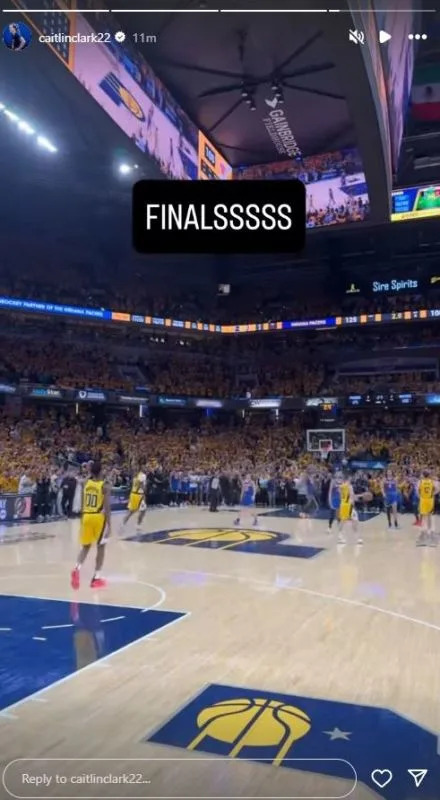 WNBA star Caitlin Clark reacts to the Pacers reaching the NBA Finals.Caitlin Clark/Instagram