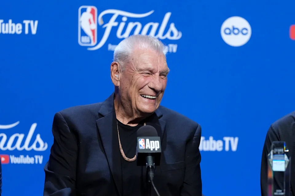 Don Nelson speaks before receiving the Chuck Daly Lifetime Achievement Award before Game 2 of the NBA Finals between the Oklahoma City Thunder and the Indiana Pacers at Paycom Center in Oklahoma City, Sunday, June 8, 2025.