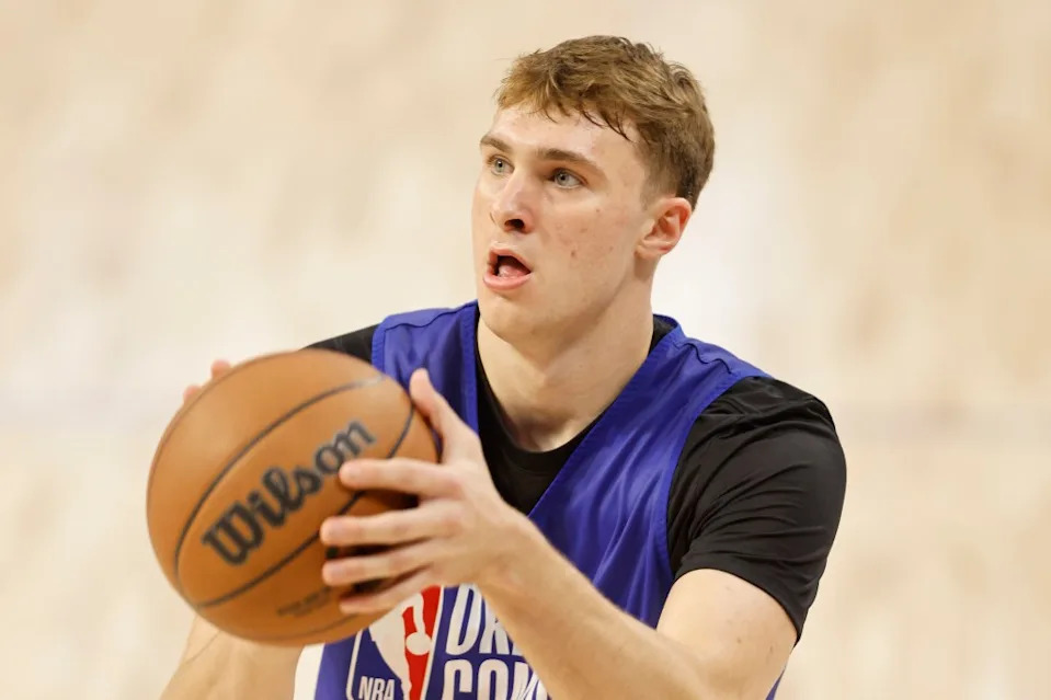 Cooper Flagg #51 takes part in a shooting drill during the 2025 NBA Draft Combine at Wintrust Arena on May 13, 2025 in Chicago, Illinois Getty Images