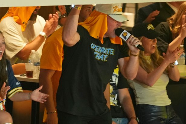 Pat McAfee attends the Oklahoma City Thunder against the Indiana Pacers game during Game Four of the 2025 NBA Finals on June 13, 2025 at Gainbridge Fieldhouse in Indianapolis, Indiana