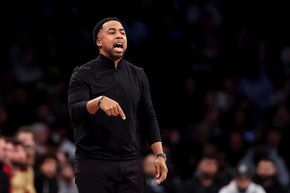 Cleveland Cavaliers associate head coach Johnnie Bryant reacts during a game against the Brooklyn Nets on Dec. 16, 2024, in the Brooklyn borough of New York City.
