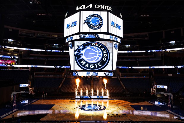 The Magic unveiled their new logo at a special event inside the Kia Center on Tuesday. (Willie J. Allen Jr./Orlando Sentinel)