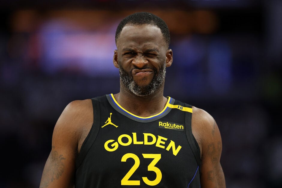 Golden State Warriors veteran Draymond Green reacts during Game 1 vs Minnesota Timberwolves in 2025 NBA Playoffs.