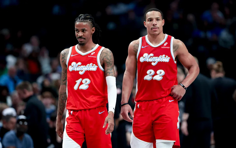 Memphis Grizzlies guard Ja Morant (12) and Memphis Grizzlies guard Desmond Bane (22)Kevin Jairaj-Imagn Images