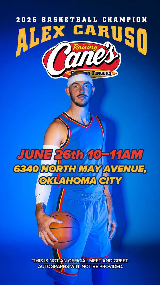 Alex Caruso to work "shift" at Oklahoma City Raising Cane's location Alex Caruso to work "shift" at Oklahoma City Raising Cane's location