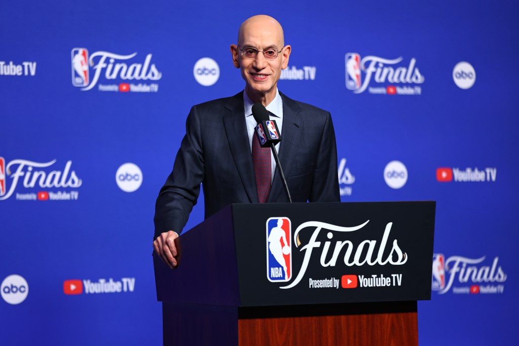 NBA Commissioner, Adam Silver speaks to the media during a press conference before Game 1 of the 2025 NBA Finals between the Indiana Pacers and the Oklahoma City Thunder on June 5, 2025 at Paycom Center in Oklahoma City, Oklahoma. 