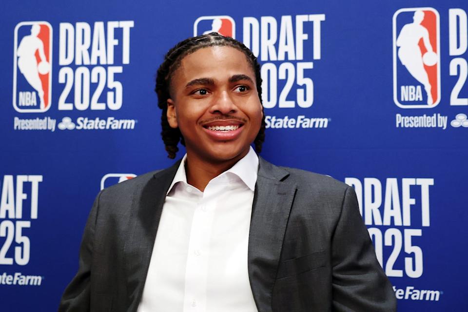 NBA prospect Collin Murray-Boyles has gone viral for his reaction to being drafted by the Toronto Raptors (Sarah Stier/Getty Images)