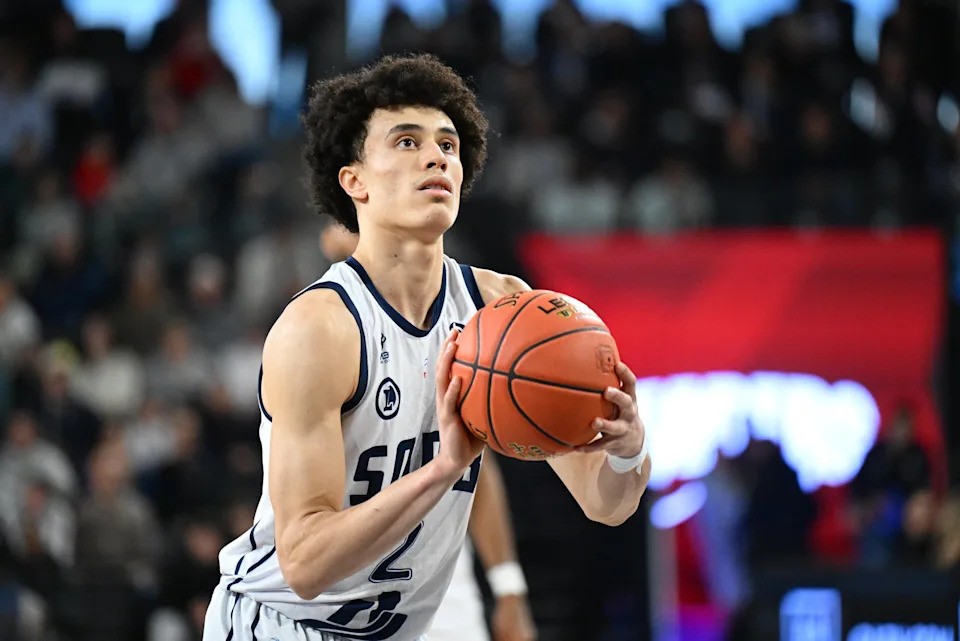 [US, Mexico & Canada customers only] Feb 14, 2025 Caen, FRANCE; St Quentin point guard Nolan Traore in action during a LNB Pro A Leaders Cup match. Mandatory Credit: Franck Faugere/Presse Sports via Imagn Images