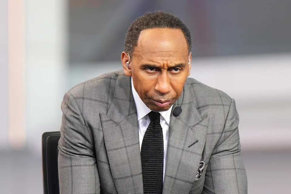 Stephen A. Smith on the ESPN NBA Countdown live set at Intuit Dome.Kirby Lee-Imagn Images
