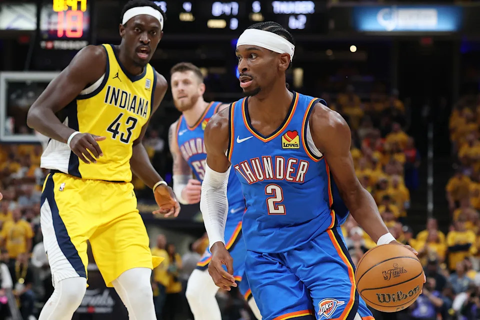 Shai Gilgeous-Alexander led the Thunder in a fourth-quarter Game 4 rally. (Photo by Maddie Meyer/Getty Images)