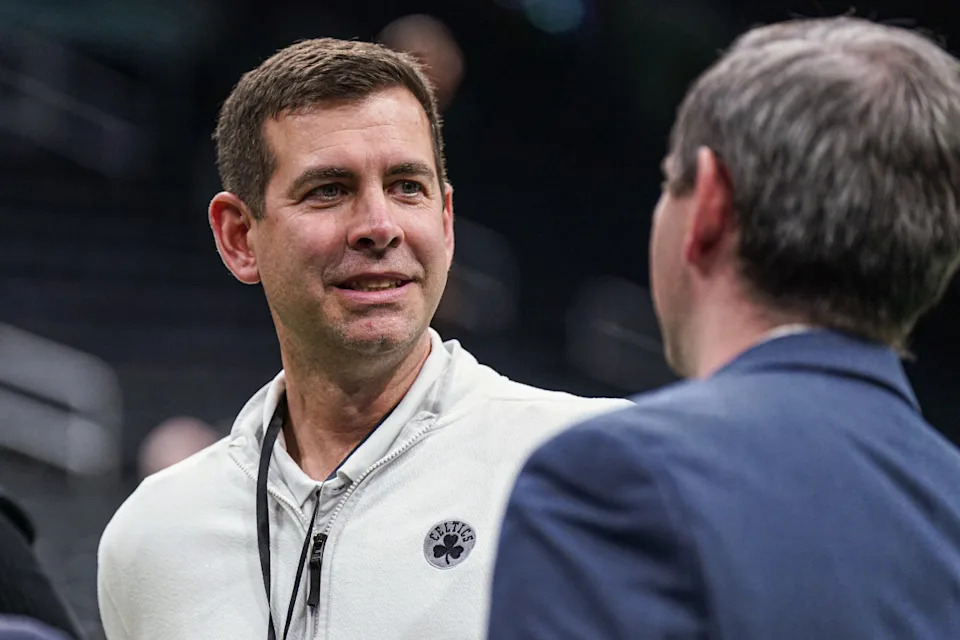 Feb 6, 2025; Boston, Massachusetts, USA; Boston Celtics general manager Brad Stevens on the court before the start of the game against the Dallas Mavericks at TD Garden. Mandatory Credit: David Butler II-Imagn Images Mandatory Credit: David Butler II-Imagn Images