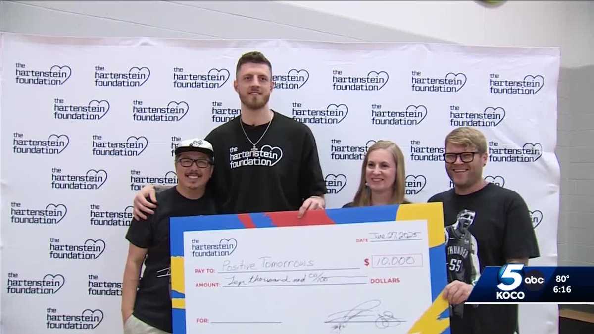 Thunder's Isaiah Hartenstein delivers check to OKC nonprofit