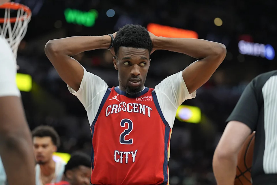 Dec 8, 2024; San Antonio, Texas, USA; New Orleans Pelicans forward Herbert Jones (2) in the second half against the San Antonio Spurs at Frost Bank Center. Mandatory Credit: Daniel Dunn-Imagn Images