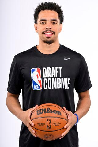 Chris Schwegler/NBAE via Getty Ryan Nembhard at the NBA Draft Combine on May 12, 2025