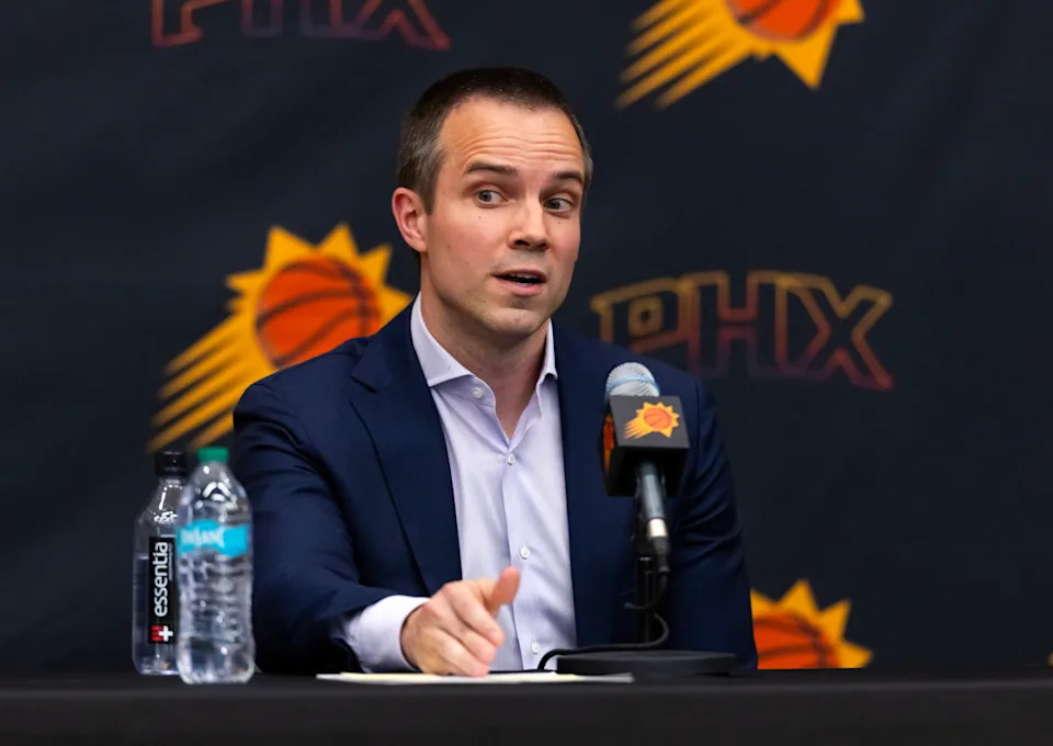 Phoenix Suns head coach Jordan Ott during an introductory press conferenceMark J&period; Rebilas-Imagn Images