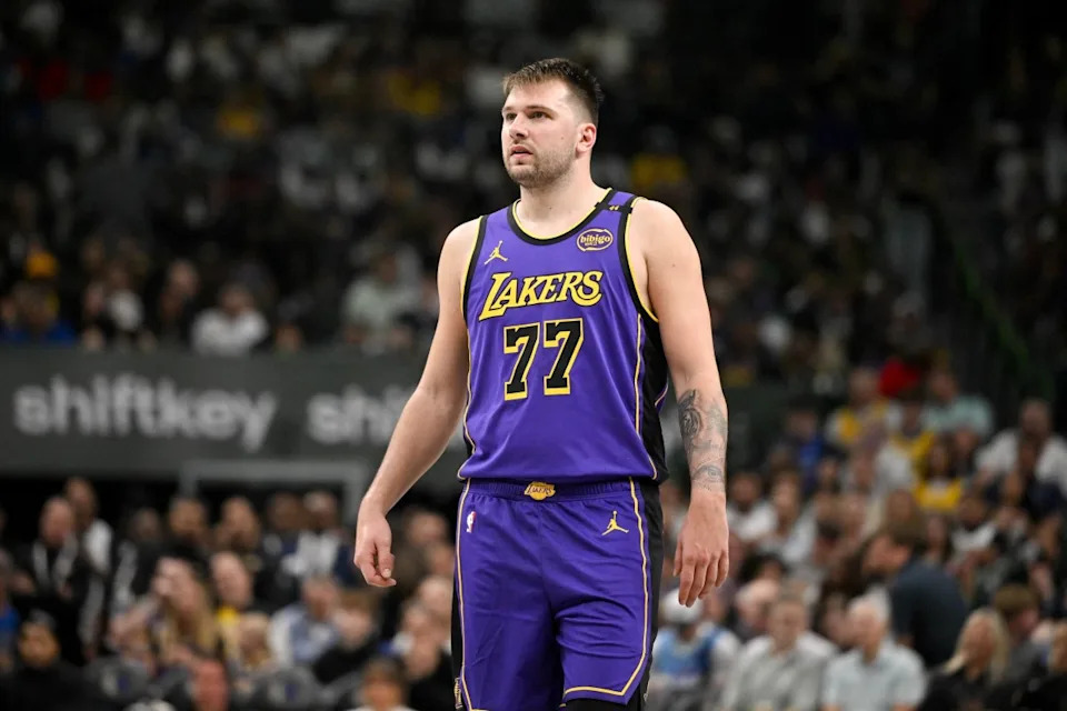 Dallas, Texas, USA; Los Angeles Lakers guard Luka Doncic (77) during the game between the Dallas Mavericks and the Los Angeles Lakers at American Airlines Center. Mandatory Credit: Jerome Miron-Imagn ImagesMandatory Credit&colon; Jerome Miron-Imagn Images