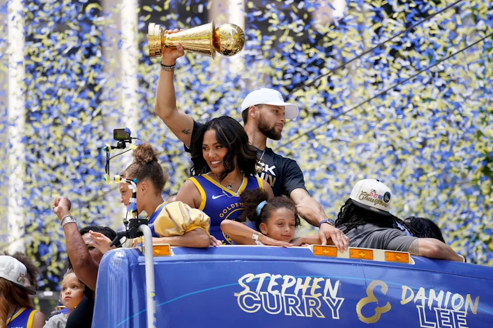 Golden State Warriors guard Stephen Curry next to his wife Ayesha.Cary Edmondson-Imagn Images