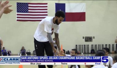 San Antonio Spurs Forward Julian Champagnie youth basketball camp in Los Fresnos