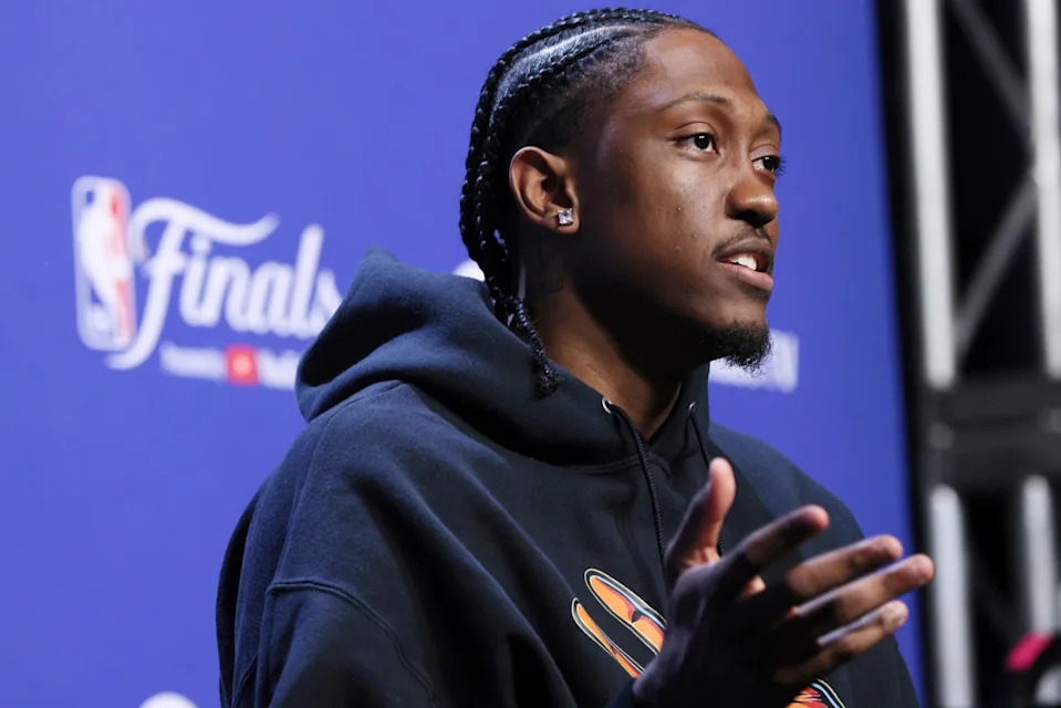 Oklahoma City Thunder forward Jalen Williams speaks during a news conference, Wednesday, June 4, 2025, ahead of Game 1 of the NBA Finals basketball series against the Indiana Pacers in Oklahoma City. (AP Photo/Nate Billings)