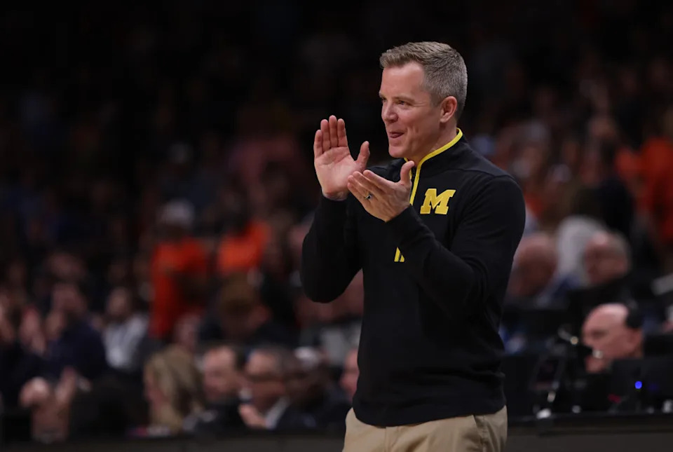 Dusty May claps during a March 28 Michigan Wolverines game. © Brett Davis-Imagn Images