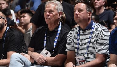 Danny Ainge (left) and his son Austin, seen in 2022, will work together on the Utah Jazz