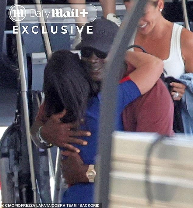 Jordan fondly greeted the staff with hugs