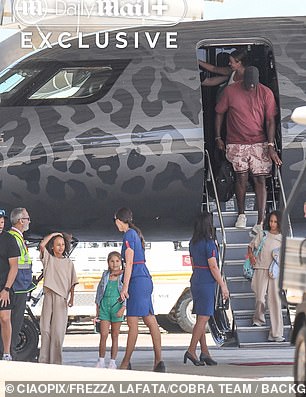 The NBA legend was captured disembarking from his extravagant $70million private jet