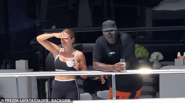 Michael Jordan pictured on a yacht with wife Yvette Prieto on vacation in Sardinia