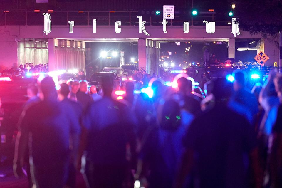 Fans leave the stadium after Oklahoma City won the NBA Finals in game 7 between the Oklahoma City Thunder and the Indiana Pacers at Paycom Center on Sunday, June 22, in Oklahoma City.