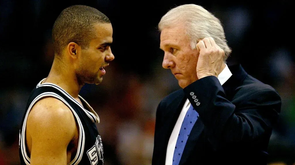 Tony Parker and Gregg Popovich