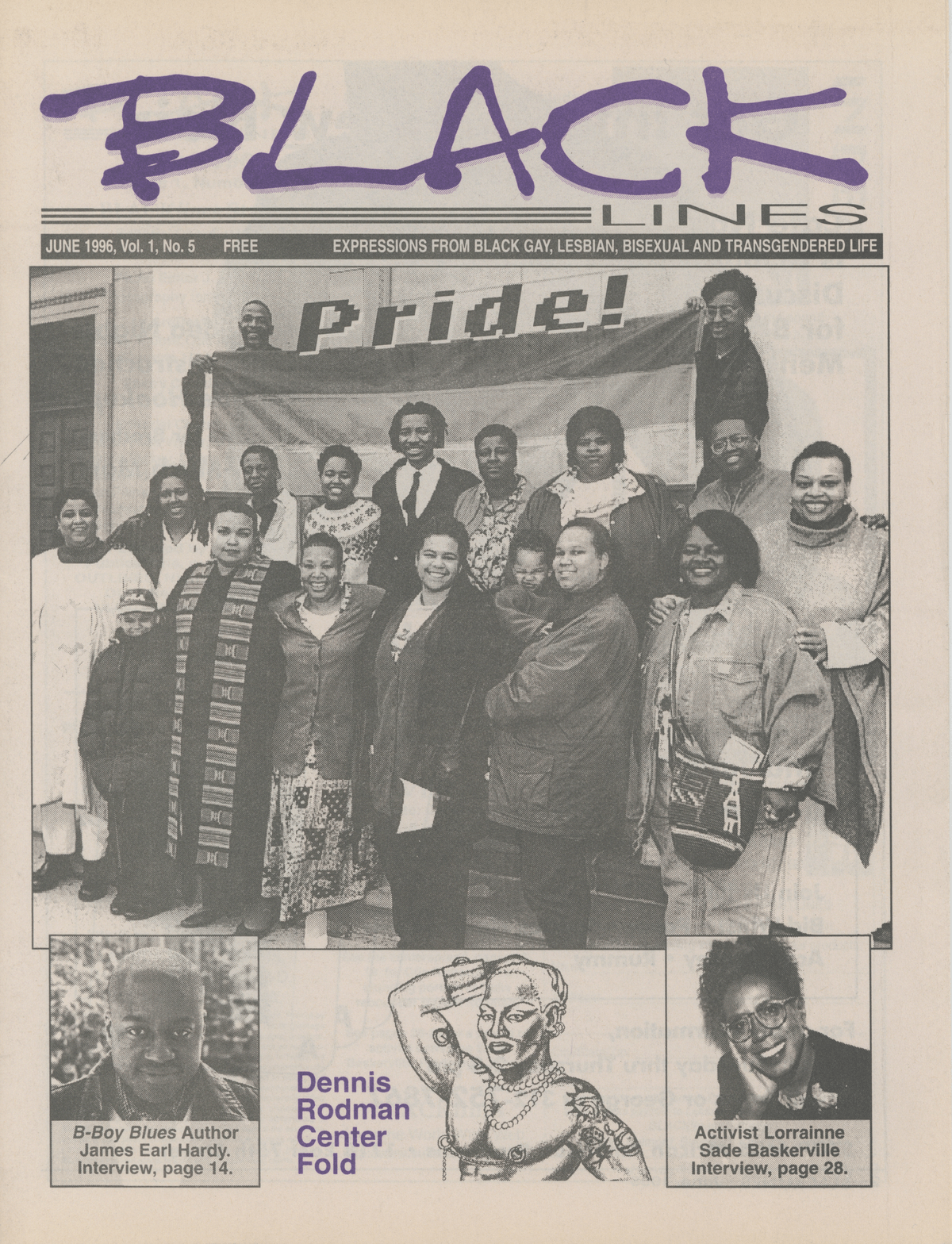 cover of the june 1996 issue of blacklines in which richardsons image first appeared