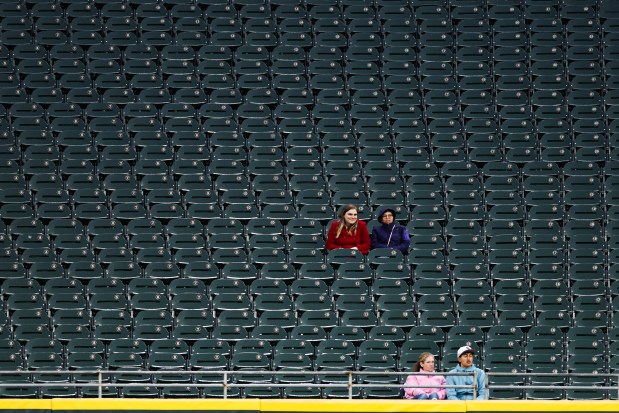 Fans watch from the stands during the White Sox-Twins game on April 2, 2025, at Rate Field. (Armando L. Sanchez/Chicago Tribune)