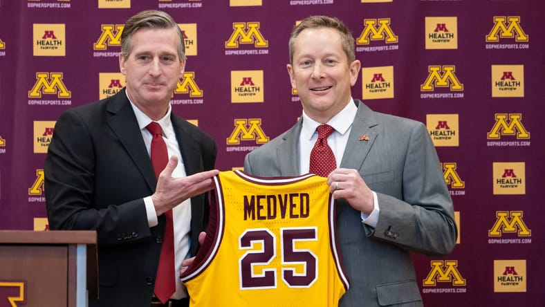 Niko Medved - Minnesota Gophers men's basketball coach and athletics director Mark Coyle