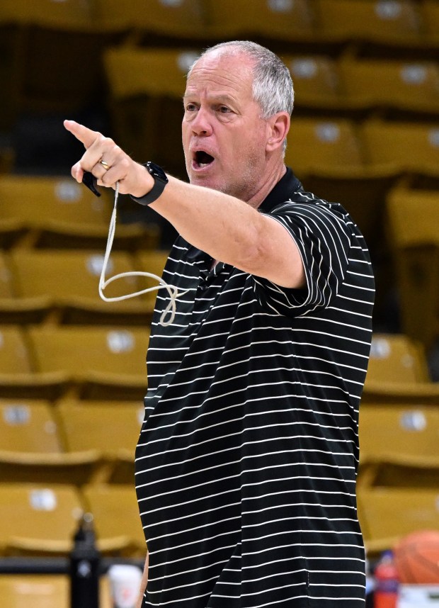Head coach Tad Boyle during CU men's basketball practice on June 18, 2025 in preparation for their trip to Australia. (Cliff Grassmick/Staff Photographer)