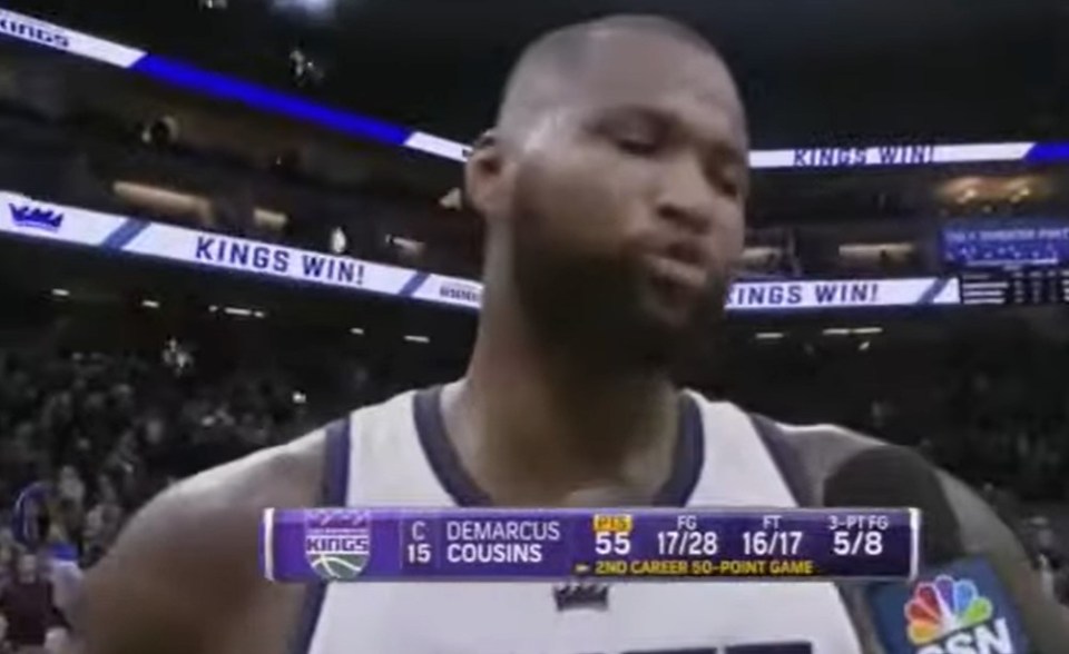 Even when Cousins scored 55 points with the Kings, he wasn't happy