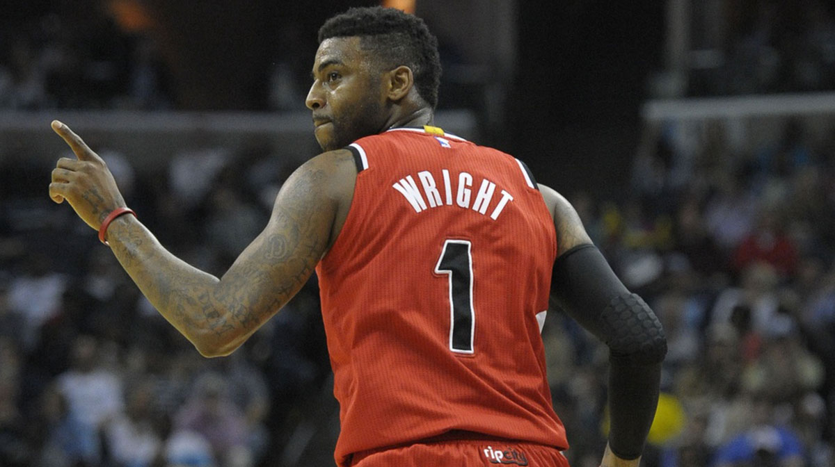 Portland Trail Blazers forward Dorell Wright (1) during the game against the Memphis Grizzlies at FedExForum. Memphis Grizzlies beat Portland Trail Blazers 97-86 