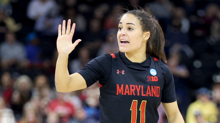 Katie Benzan #11 of the Maryland Terrapins