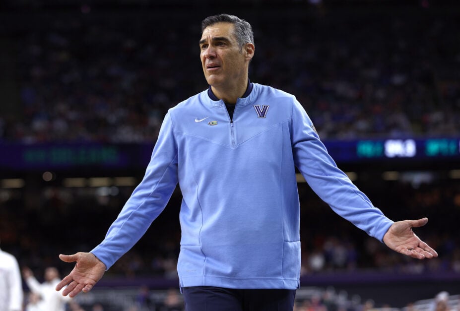 Former head coach of Villanova Jay Wright looks frustrated.