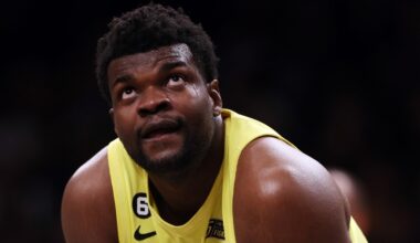 Udoka Azubuike #20 of the Utah Jazz (Photo by Jamie Squire/Getty Images)...