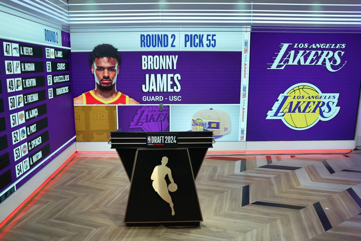 Bronny James selected by Lakers with No. 55 pick in NBA Draft, joining LeBron