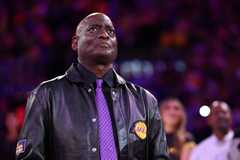 Michael Cooper at Lakers jersey retirement ceremony