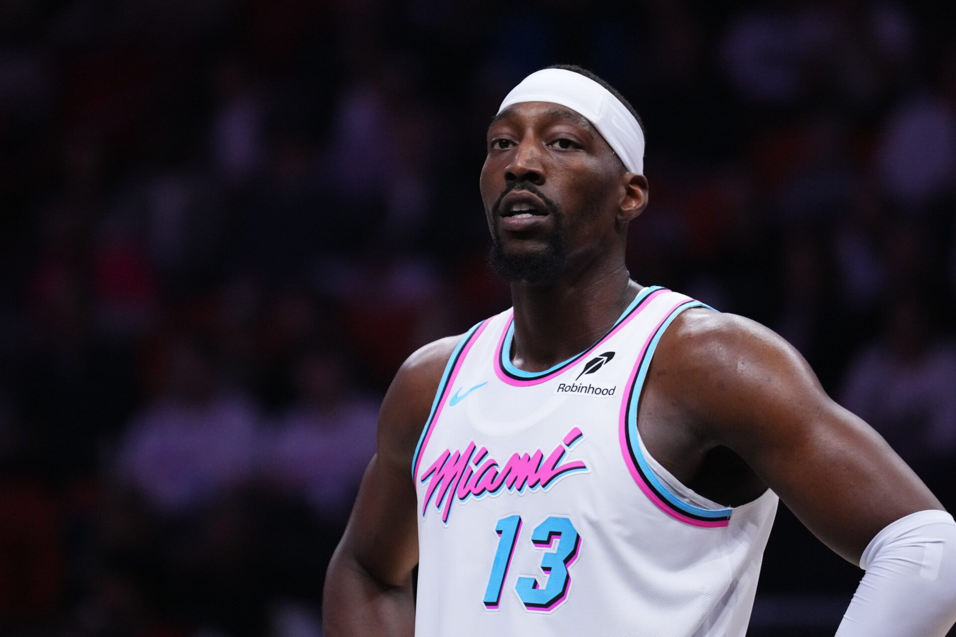 Bam Adebayo in white Miami Heat jersey